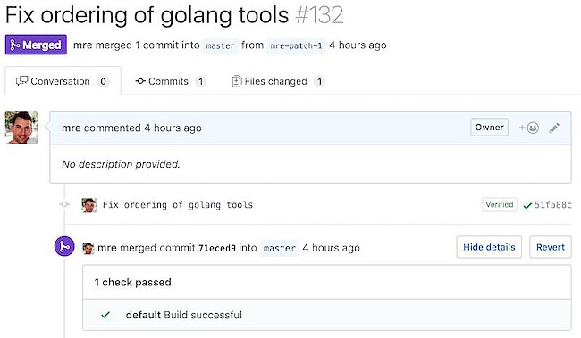 A successful pull request, which was checked by the bot