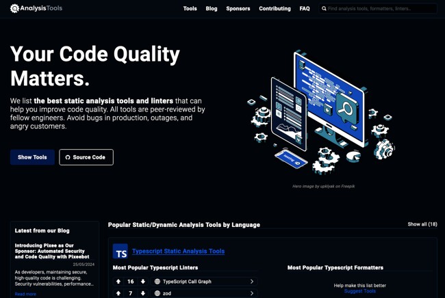 Homepage of analysis-tools.dev