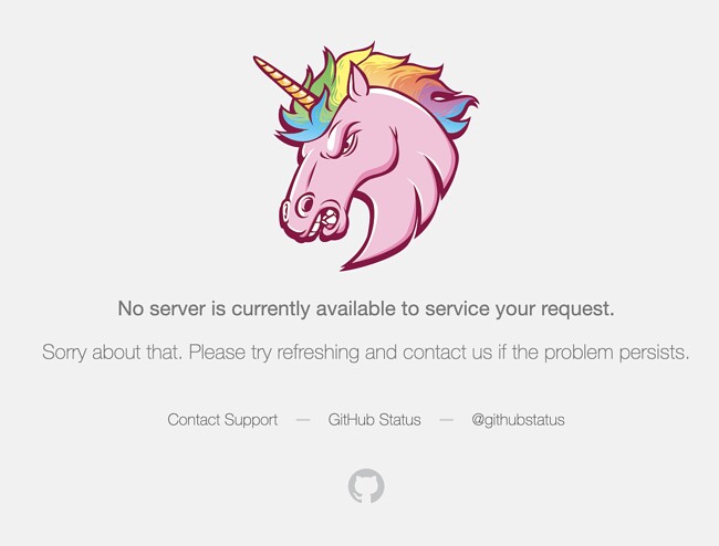 GitHub's unicorn error page during an outage